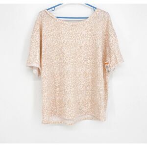 SPLENDID‎ Women's Short Sleeve Top Animal Print Peach Beige White Size Large